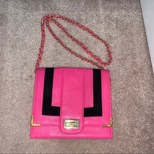Pink Leather & Suede Envelope Bag